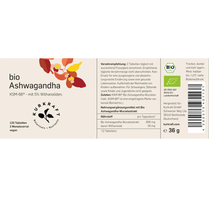 Bio Ashwagandha KSM-66 120 Tabletten